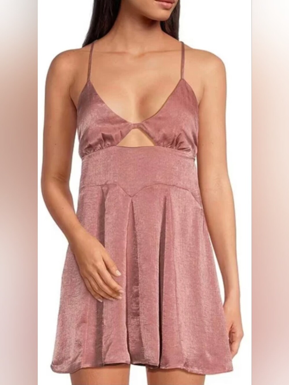Free People x Intimately Women's Blush Pink Satin Chemise Nightdress - Size S